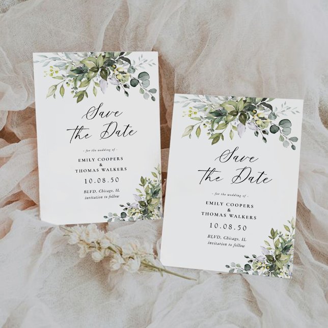 Grüne speichern die Datumskarten Save The Date (Von Creator hochgeladen)