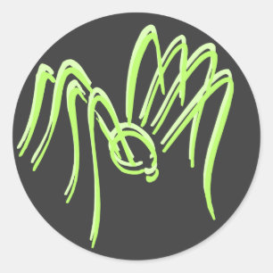 Grüne Spinnen-Aufkleber Runder Aufkleber