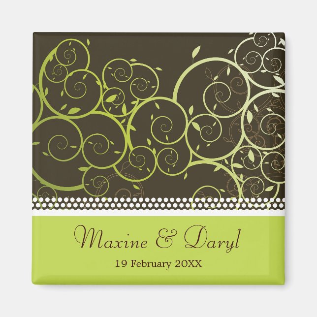 Grüne Spiralfrühlingsweine Save the Date Magnet (Vorne)