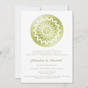 Grüne Spitzen-Mandala-Hochzeitseinladung Einladung
