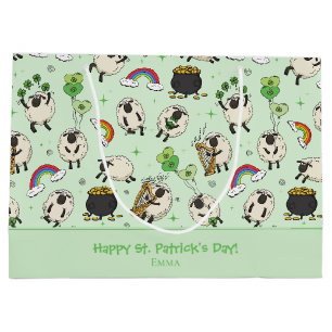 Grüne St. Patrick’s Day Schafe & Shamrocks Kinder Große Geschenktüte