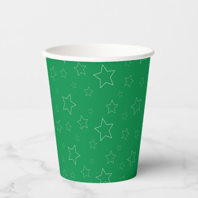 Grüne Stars Papier Cup Pappbecher (Vorderseite)