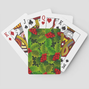 Grüne Stechpalme mit roten Beeren Spielkarten