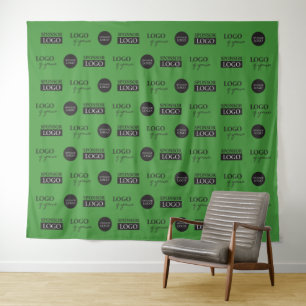 Grüne Step-and-Repeat-Unternehmenssponsor-Logos Wandteppich