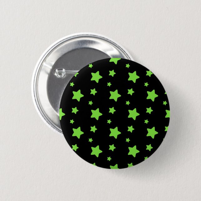 Grüne Sterne auf schwarzem Muster Button (Vorne & Hinten)