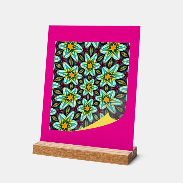 Grüne Sterne Blumenmuster Acrylschild (Winkel)
