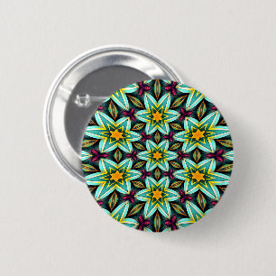 Grüne Sterne Blumenmuster Button