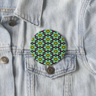 Grüne Sterne Blumenmuster Button