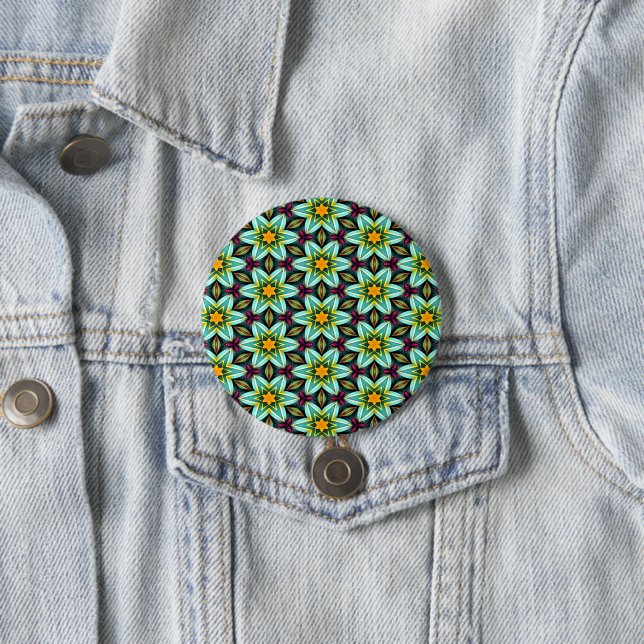 Grüne Sterne Blumenmuster Button (Beispiel)