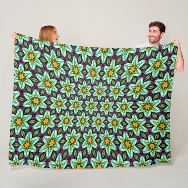 Grüne Sterne Blumenmuster Fleecedecke (Beispiel)