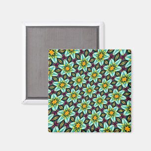 Grüne Sterne Blumenmuster Magnet