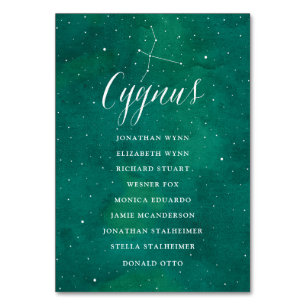 Grüne Sterne Galaxie Sitzkarte Cygnus Tischnummer