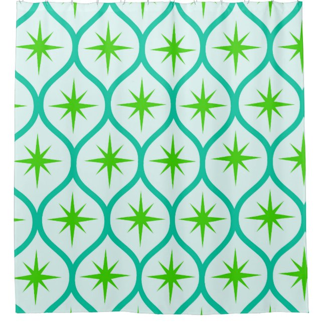 Grüne Sternexplosionen des Ovals Pattern aus dem M Duschvorhang (Vorderseite)