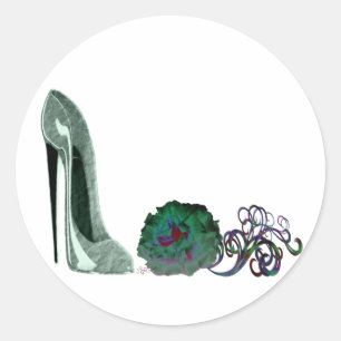 Grüne Stiletto-Rose Runder Aufkleber