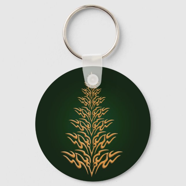 Grüne, stilvolle Weihnachtsbaum-Schlüsselkette Schlüsselanhänger (Vorderseite)