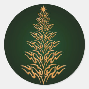 Grüne Stilvolle Weihnachtsbaumkleber Runder Aufkleber