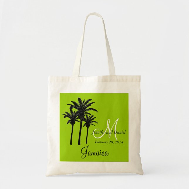 Grüne Strand-Hochzeits-Taschen-Tasche mit Palmen Tragetasche (Vorne)
