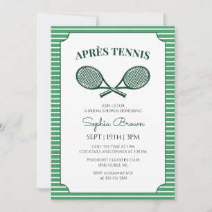 Grüne Streifen Après Tennis Brautparty Einladung