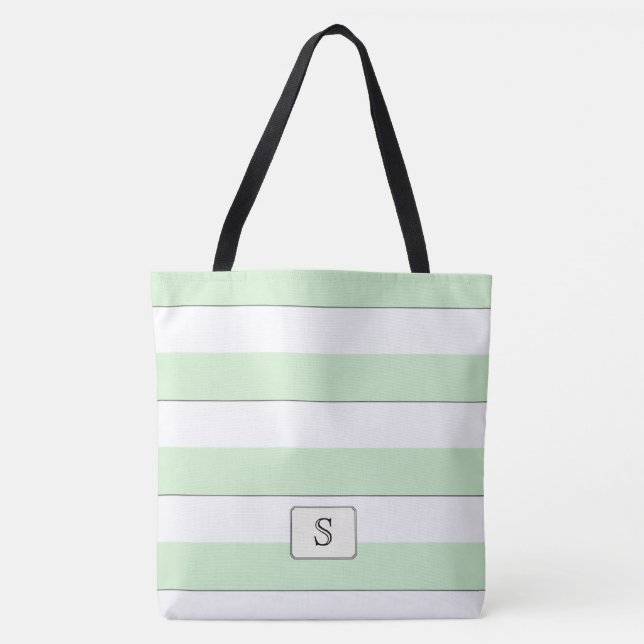 Grüne Streifen auf farbigen, benutzerdefinierten M Tasche (Vorderseite)