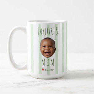 Grüne Streifen Benutzerdefiniertes Foto & Name Bab Kaffeetasse