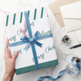 Grüne Streifen | Frohe Weihnachten Geschenkpapier