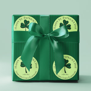 Grüne Streifen Happy St Patrick's Day Lucky Clover Geschenkpapier