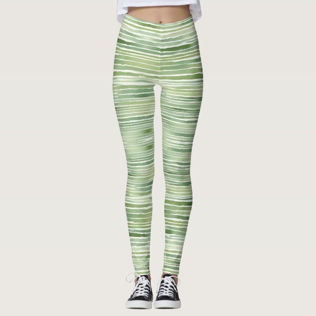 Grüne Streifen  Leggings (Vorderseite)