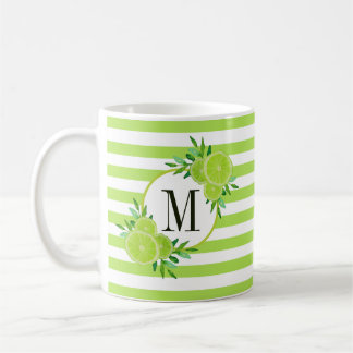 Grüne Streifen Limone Zitrusfrüchtescheiben Monogr Kaffeetasse