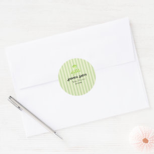 Grüne Streifen Matcha Baby Shower Runder Aufkleber