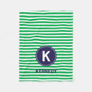 Grüne Streifen Monogramm-umfassende Kelly und Fleecedecke