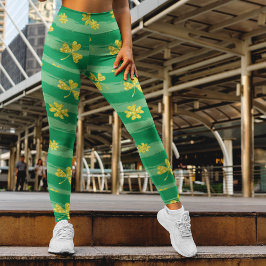 Grüne Streifen Muster mit goldenen Knöcheln Patric Leggings