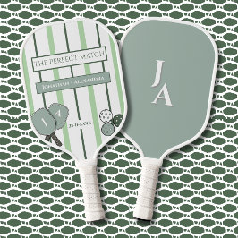 Grüne Streifen Perfekte Übereinstimmung Paare Pickleball Schläger