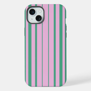 Grüne Streifen und weiche rosa iPhone 15 Plus Hüll Hülle