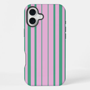 Grüne Streifen und weiche rosa iPhone 16 Plus Hüll Hülle
