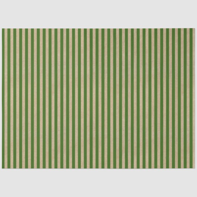Grüne Streifen Vintag Kraft Braun Weihnachten Seidenpapier (Vorderseite)