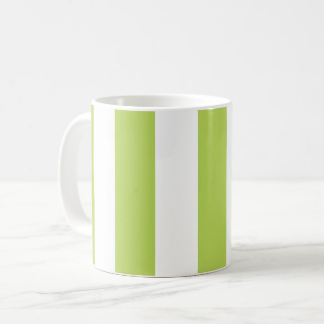 Grüne Streifen, weiße Streifen, gestreiftes Muster Kaffeetasse (Vorderseite Links)