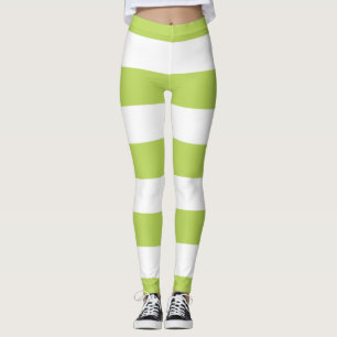 Grüne Streifen, weiße Streifen, gestreiftes Muster Leggings