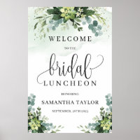 Grüne sukkulente Bridal Luncheon Begrüßungszeichen