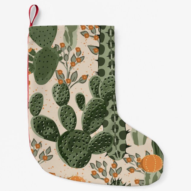 Grüne Sukkulente, orangefarbene Blume, Strandtapet Kleiner Weihnachtsstrumpf (Vorderseite)