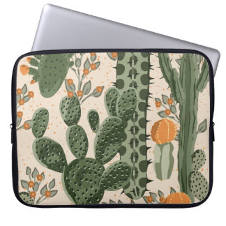 Grüne Sukkulente, orangefarbene Blume, Strandtapet Laptopschutzhülle