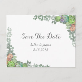 Grüne Sukkulente Save the Date Postkarten