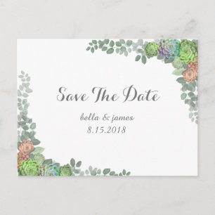 Grüne Sukkulente Save the Date Postkarten