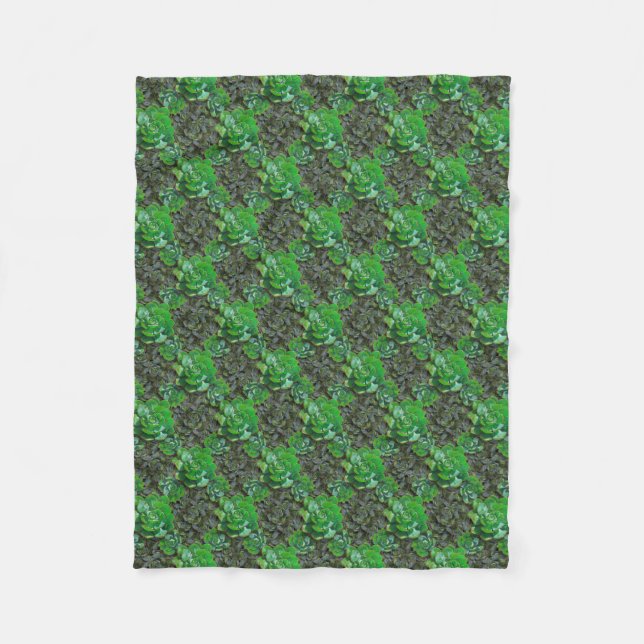 Grüne Sukkulenten Gittermuster Fleece Blanket (Vorderseite)