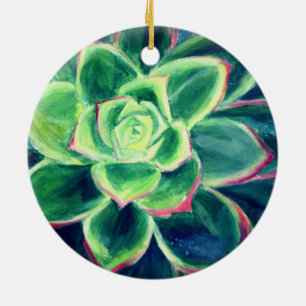 Grüne Sukkulenten-Kunstmalerei-Verzierung Keramik Ornament
