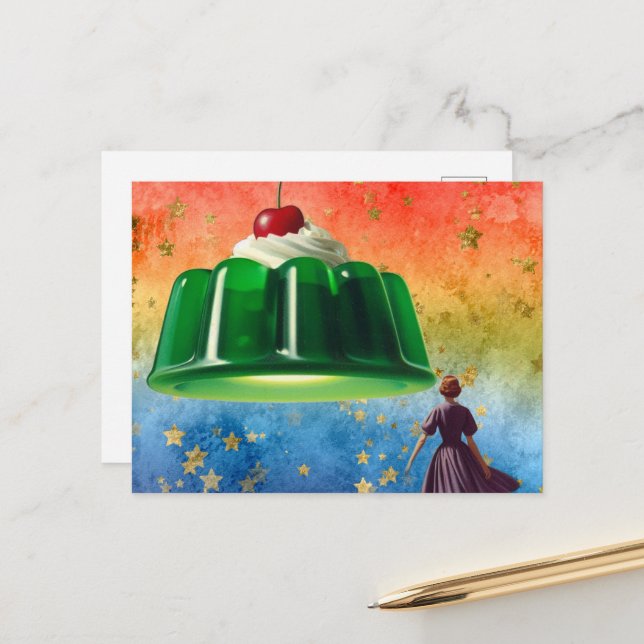 Grüne Surreal Süße Leckerei Postkarte (Vorderseite/Rückseite Beispiel)