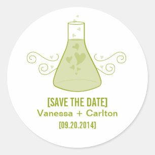 Grüne Süßchemie Save the Date Aufkleber
