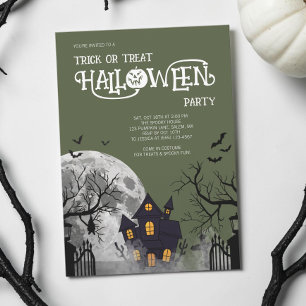 Grüne Süßigkeiten oder Saures Kinder Halloween-Kos Einladung