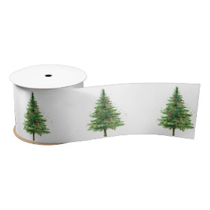 Grüne Tannenbaum-Weihnachtskugeln Satinband