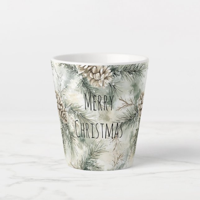 Grüne Tannenzapfen Weihnachten Milchtasse (Vorderseite)