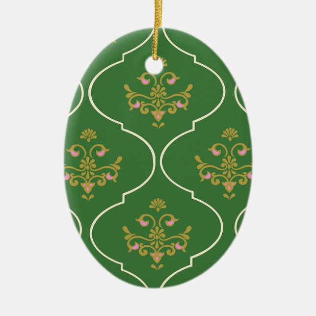Grüne Tapisserie Keramik Ornament (Vorne)